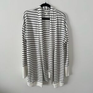 Maurices Black & White Striped Open Front Cardigan Women’s Large